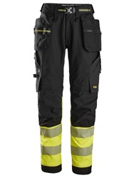 High-Vis stretch work trousers with holster pockets, Cl 1.